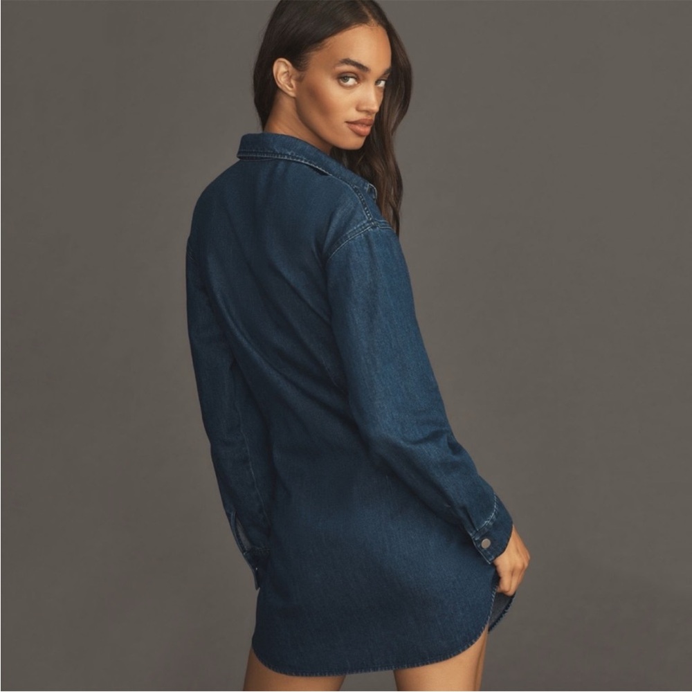 Anthropologie Mare‎ Mare Denim Button-Up Shirt Dress Large Long Sleeve - Picture 5 of 15